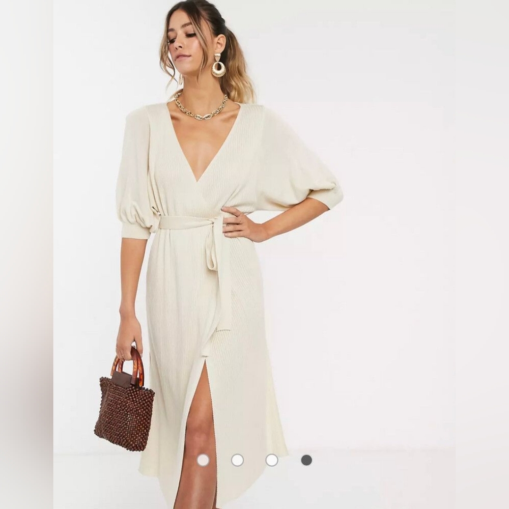 ASOS Knit Wrap Midi Dress
